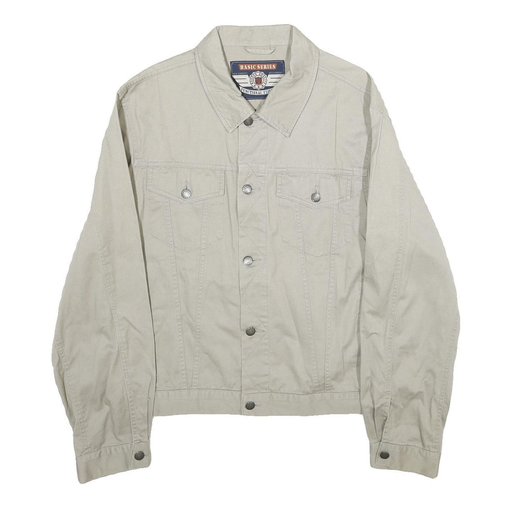 ANGELO LITRICO Mens Cream Cotton Button Jacket L Basic Series Casual Lightweight