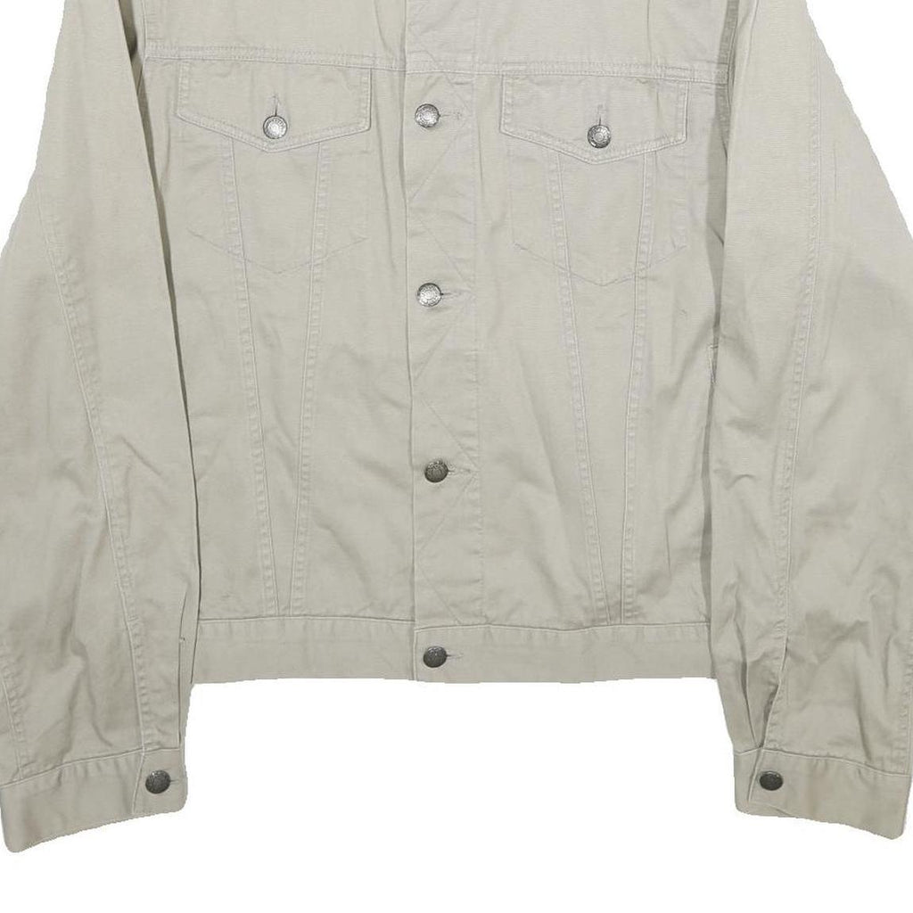 ANGELO LITRICO Mens Cream Cotton Button Jacket L Basic Series Casual Lightweight