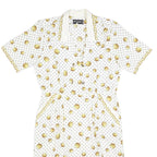 VIRGINE Womens White & Gold Polka Dot Chain Print Day Polyester Blend Dress M