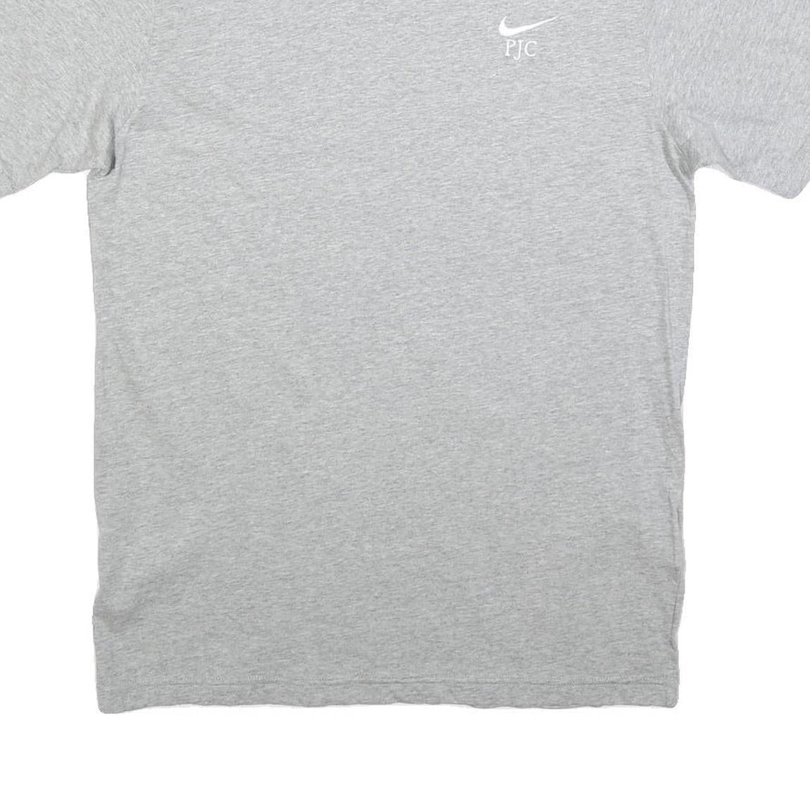 NIKE Mens Grey PJC Logo Crew Neck Short Sleeve T-Shirt L Cotton Blend Casual