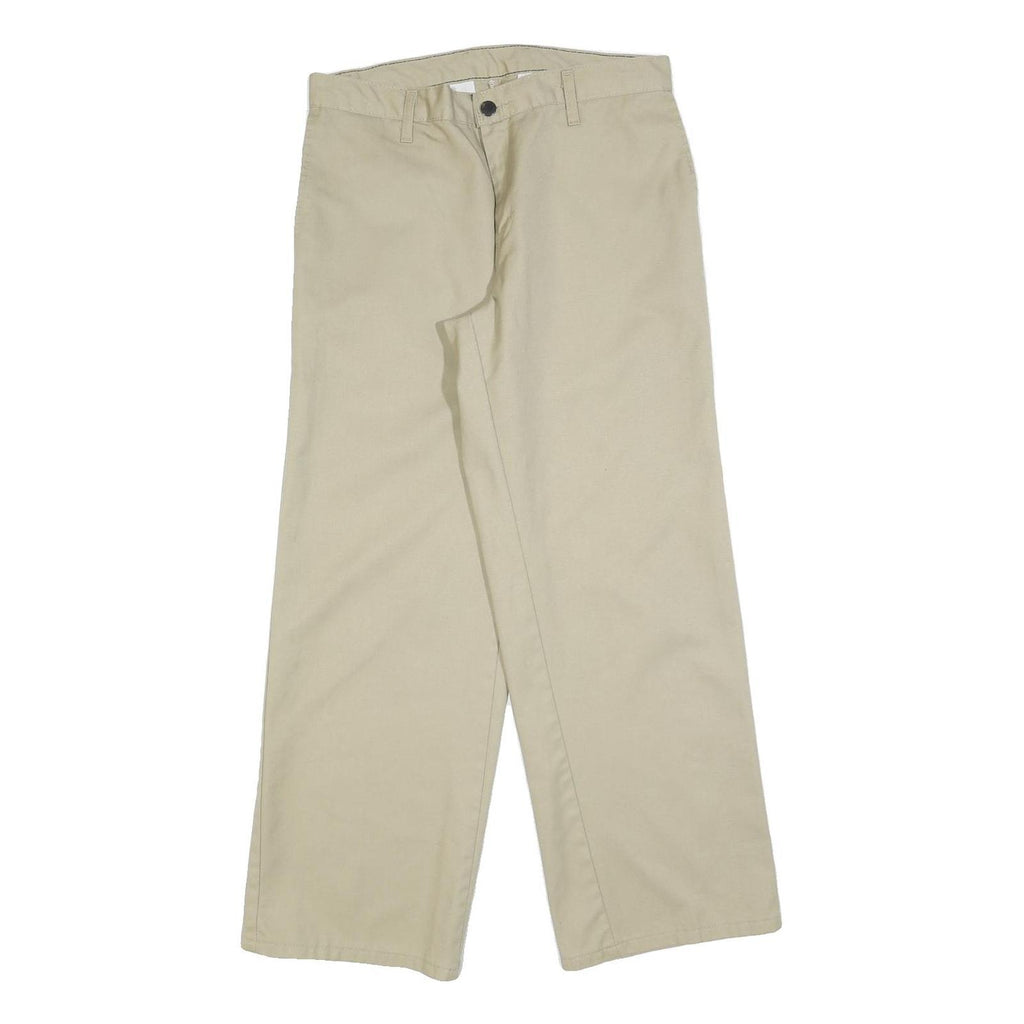 DICKIES Mens Cotton Blend Beige Relaxed Straight Trousers W32 L30 Workwear