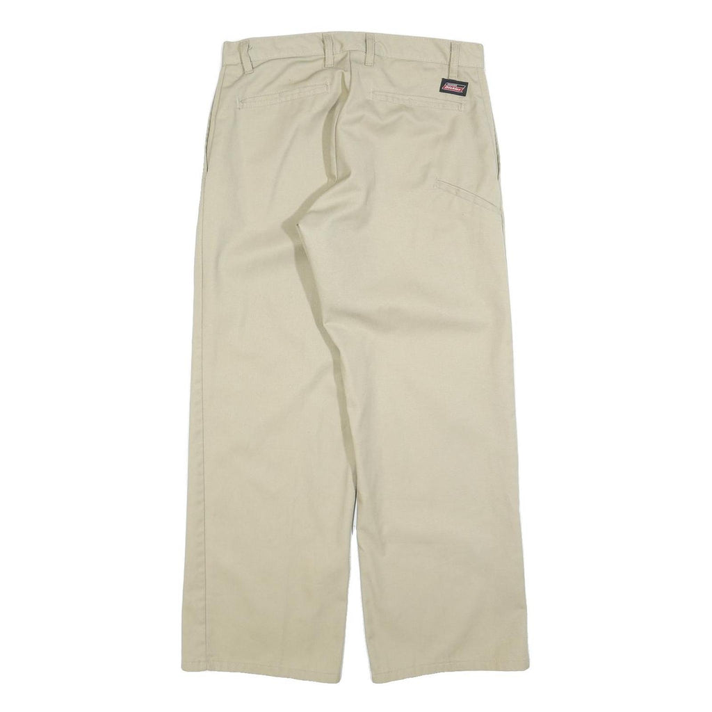 DICKIES Mens Cotton Blend Beige Relaxed Straight Trousers W32 L30 Workwear