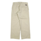 DICKIES Mens Cotton Blend Beige Relaxed Straight Trousers W32 L30 Workwear