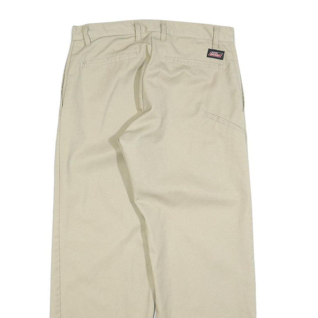 DICKIES Mens Cotton Blend Beige Relaxed Straight Trousers W32 L30 Workwear