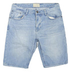 BERSHKA Womens Denim Blue Casual Shorts M W32 Light Wash Cotton Blend