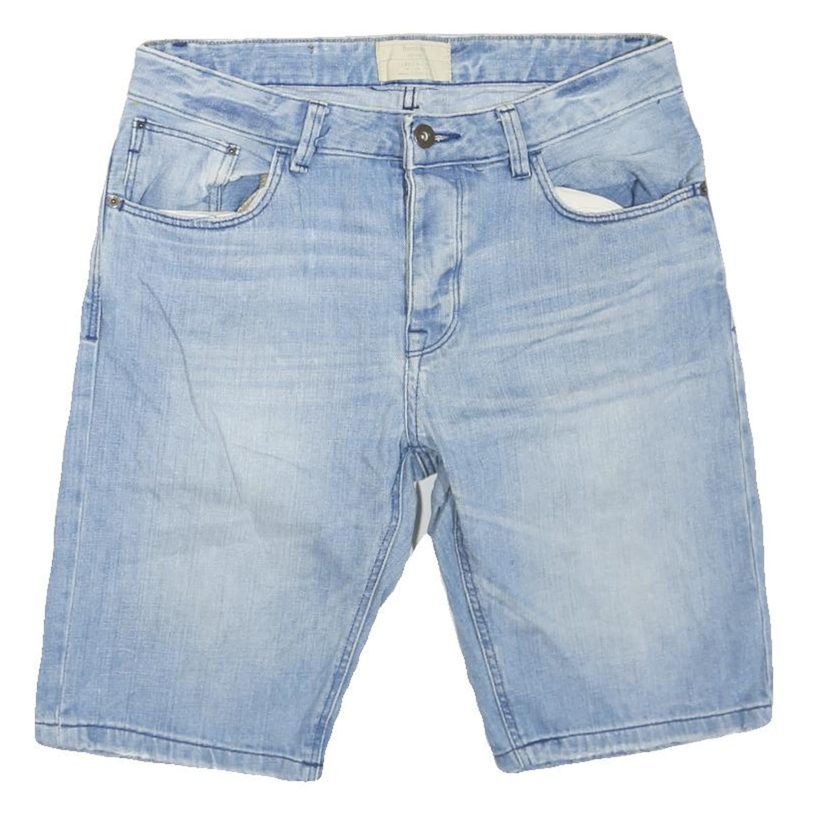 BERSHKA Womens Denim Blue Casual Shorts M W32 Light Wash Cotton Blend
