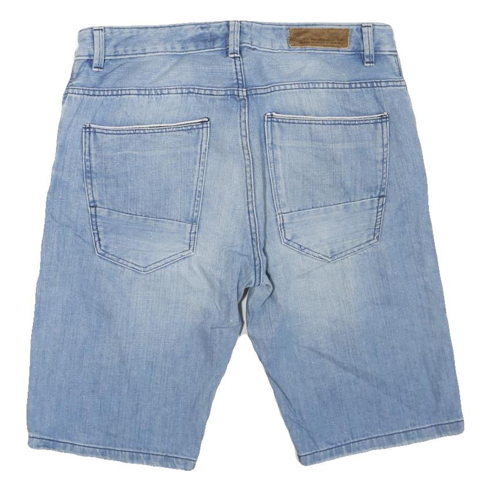 BERSHKA Womens Denim Blue Casual Shorts M W32 Light Wash Cotton Blend