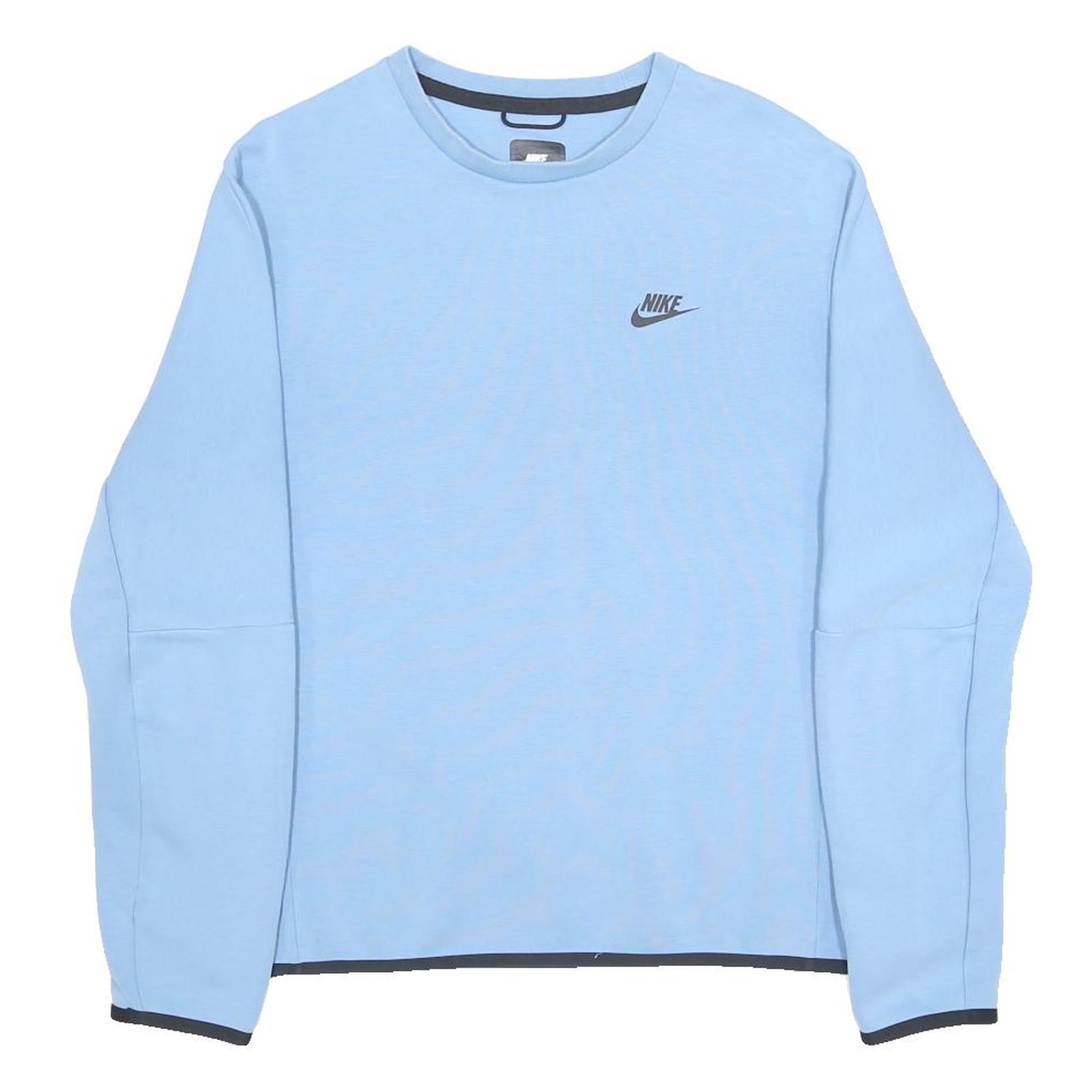 NIKE Mens Blue Crew Neck M Cotton Blend Sweatshirt Lightweight Pullover