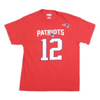 NFL Mens Red Patriots 12 Brady Graphic T-Shirt L Short Sleeve Crew Neck
