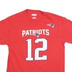 NFL Mens Red Patriots 12 Brady Graphic T-Shirt L Short Sleeve Crew Neck