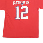 NFL Mens Red Patriots 12 Brady Graphic T-Shirt L Short Sleeve Crew Neck