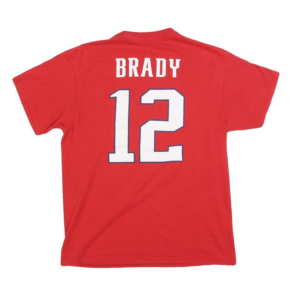 NFL Mens Red Patriots 12 Brady Graphic T-Shirt L Short Sleeve Crew Neck