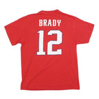 NFL Mens Red Patriots 12 Brady Graphic T-Shirt L Short Sleeve Crew Neck