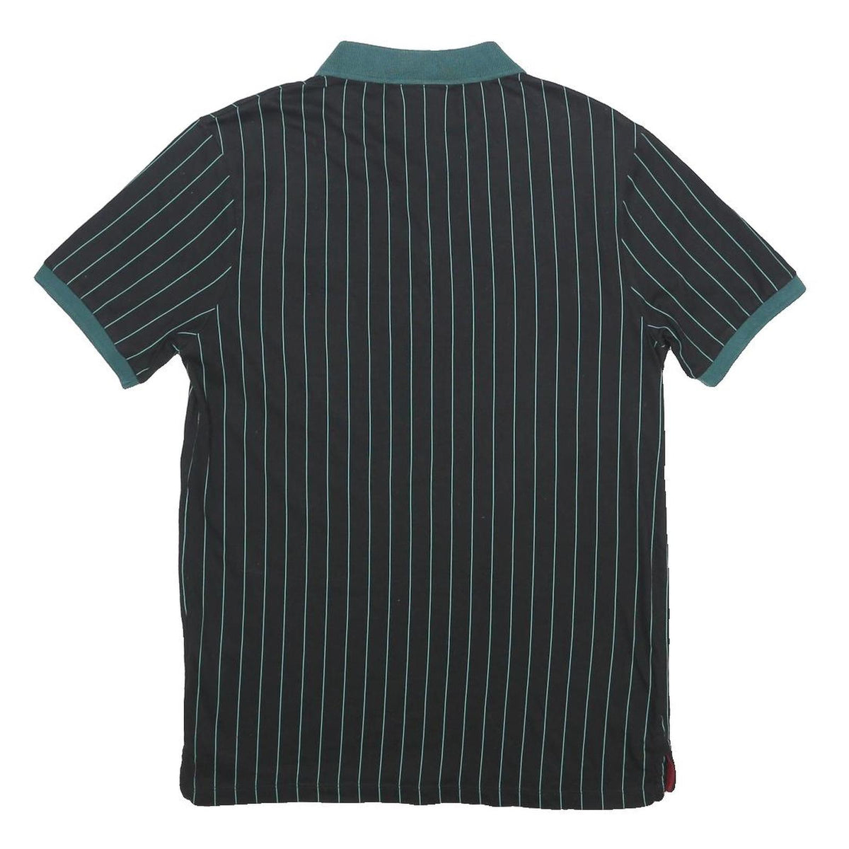 FILA Mens Black Green Stripe Short Sleeve Polo Shirt M Cotton Classic Sports
