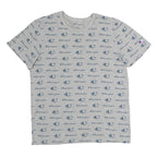 CHAMPION Mens Grey & Blue Logo Print T-Shirt M Short Sleeve Crew Neck Cotton