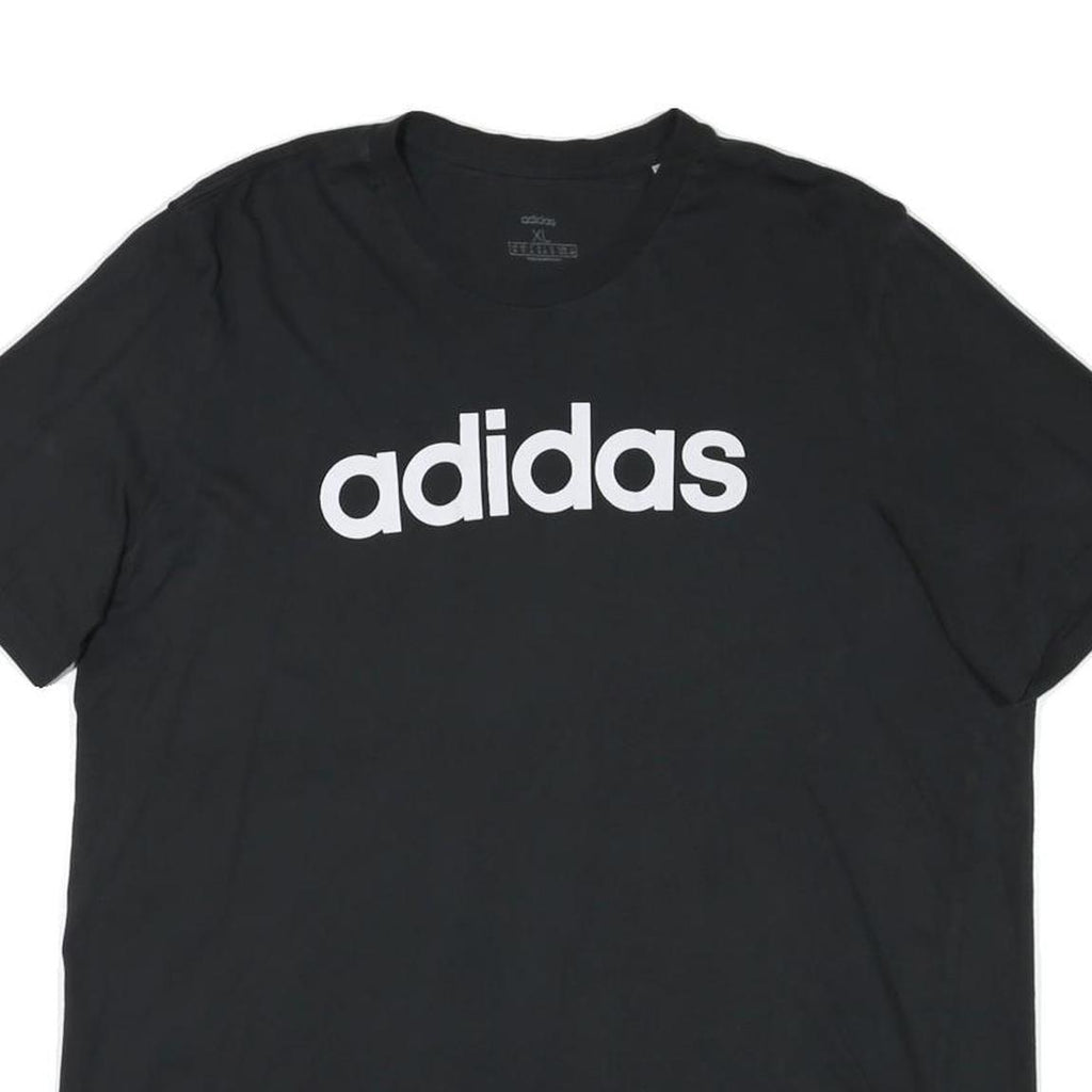 ADIDAS Mens Black Logo Graphic T-Shirt XL Short Sleeve Crew Neck Cotton Blend