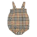 BURBERRY Boys Beige Classic Cotton Check Dungarees XXS W20 L1 Baby Romper
