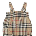 BURBERRY Boys Beige Classic Cotton Check Dungarees XXS W20 L1 Baby Romper