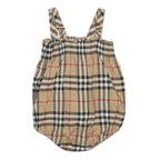 BURBERRY Boys Beige Classic Cotton Check Dungarees XXS W20 L1 Baby Romper