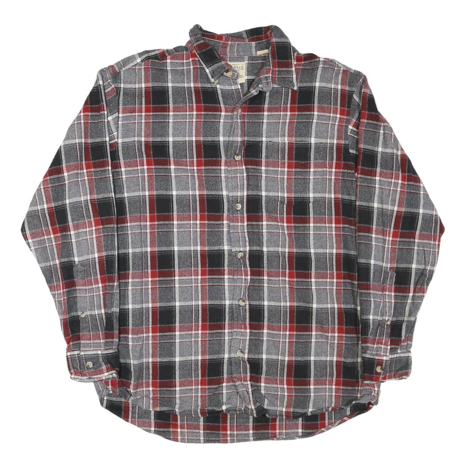 RED HEAD Mens Grey Black & Red Check Shirt XL Cotton Blend Casual Classic