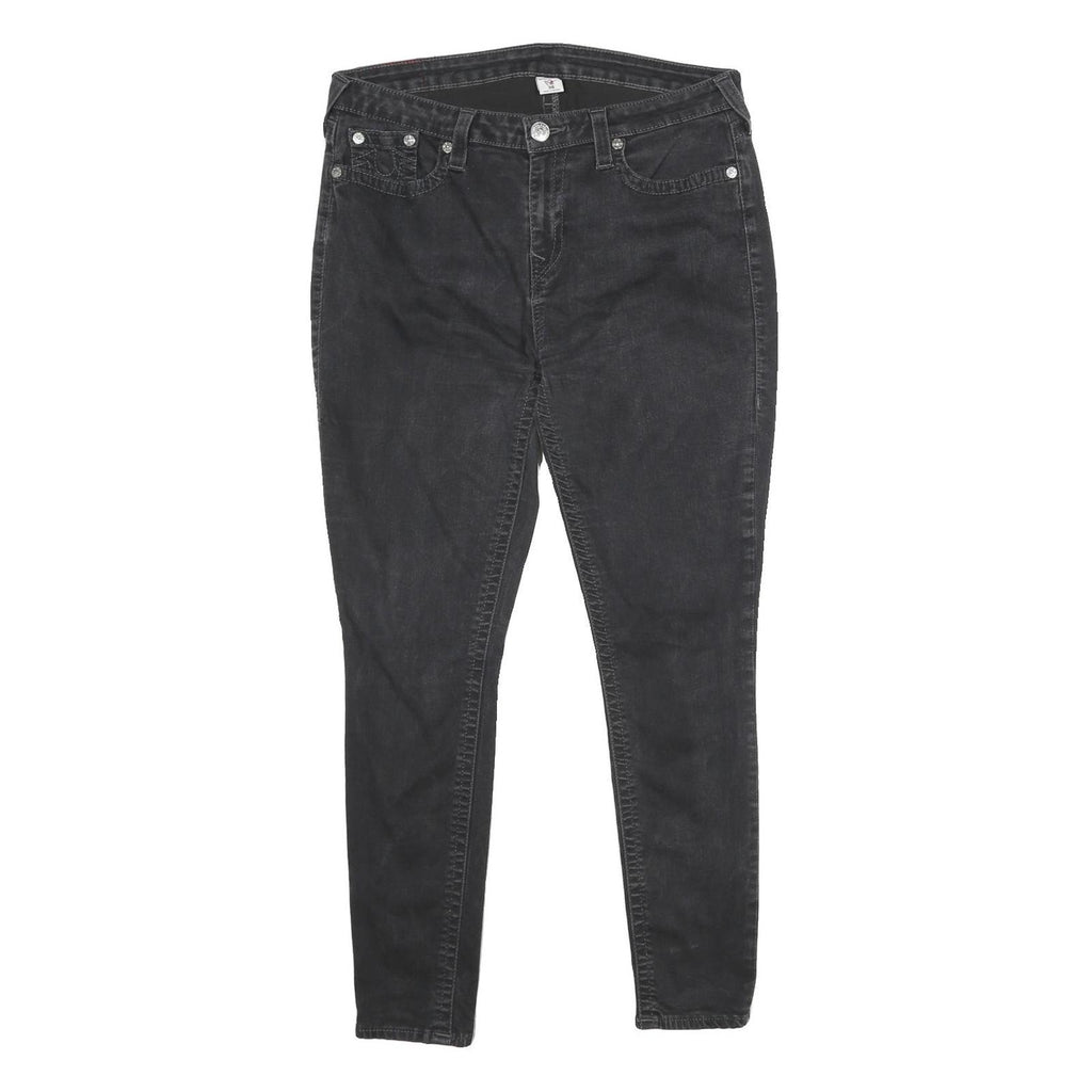 TRUE RELIGION Womens Black Slim Skinny Denim Jeans W36 L30 Studded Pocket Detail
