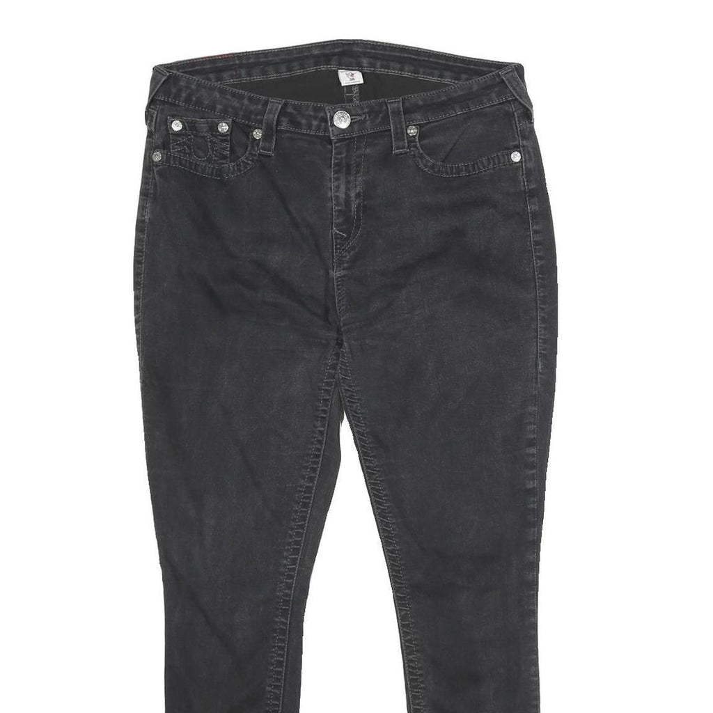 TRUE RELIGION Womens Black Slim Skinny Denim Jeans W36 L30 Studded Pocket Detail