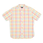 FRED PERRY Mens Pink & Yellow Check Shirt M Button Down Cotton Blend Casual