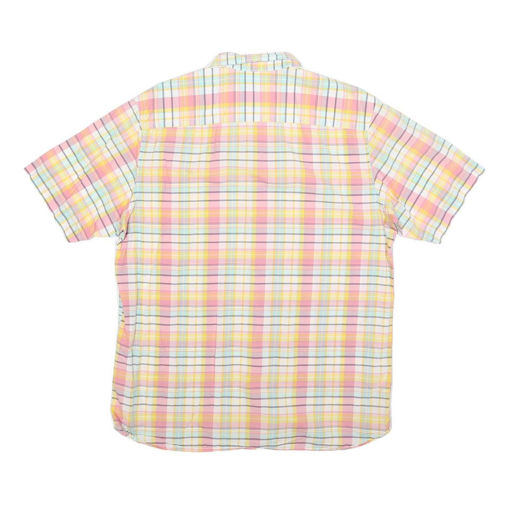 FRED PERRY Mens Pink & Yellow Check Shirt M Button Down Cotton Blend Casual