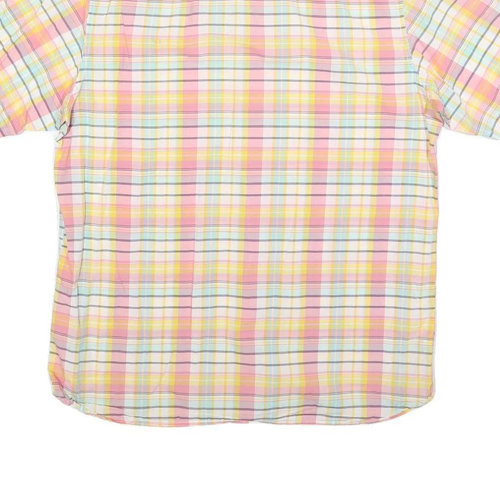 FRED PERRY Mens Pink & Yellow Check Shirt M Button Down Cotton Blend Casual
