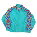 Womens Blue & Purple Crazy Pattern Silk Track Jacket XL Woven Zip Stand-Up