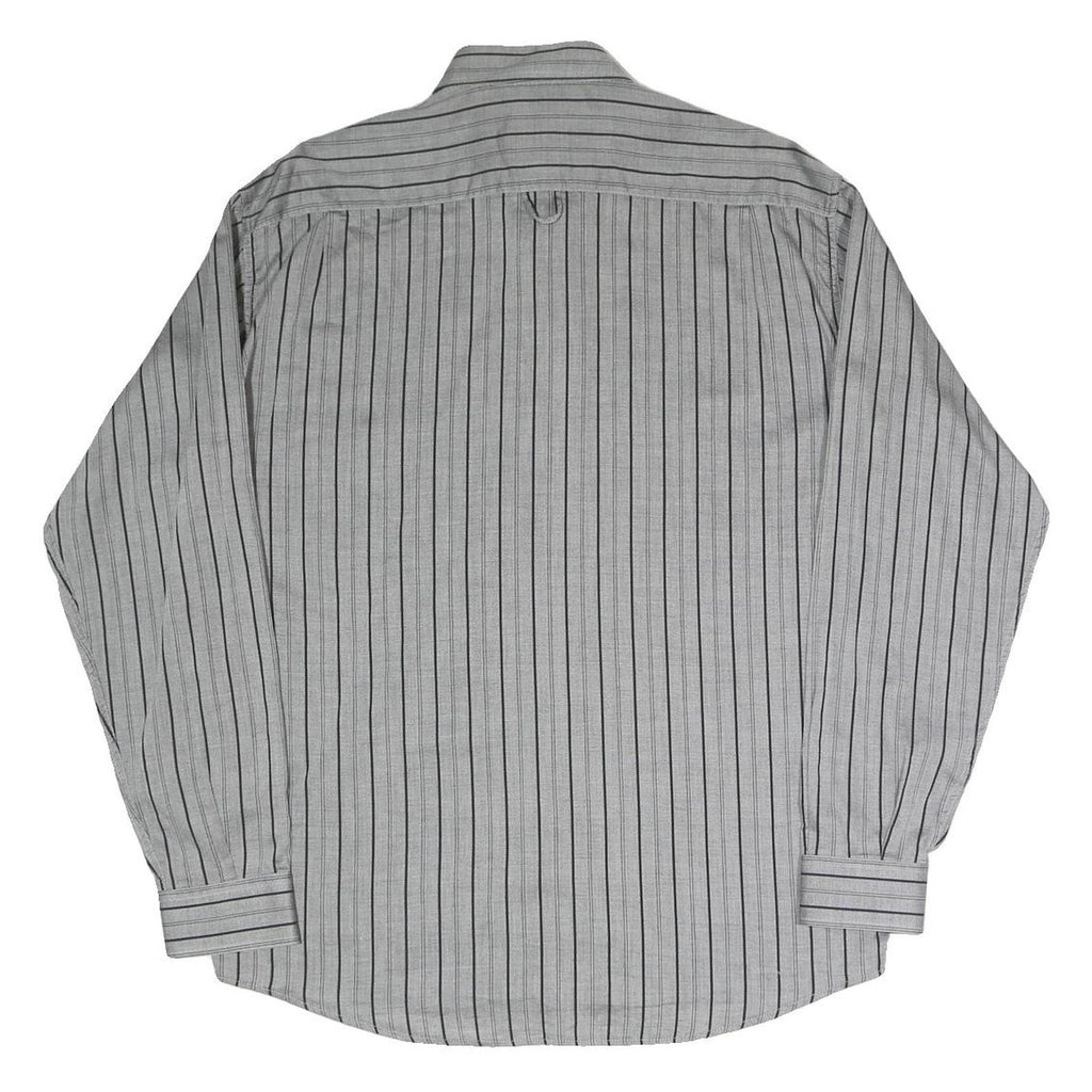 RODRIGO Mens Grey & Black Striped Shirt M Cotton Blend Classic Fit Button-Up