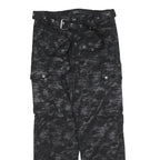 AKIRA Womens Black Cotton Blend Regular Cargo Trousers W30 L27 Belted Cuffed