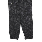 AKIRA Womens Black Cotton Blend Regular Cargo Trousers W30 L27 Belted Cuffed