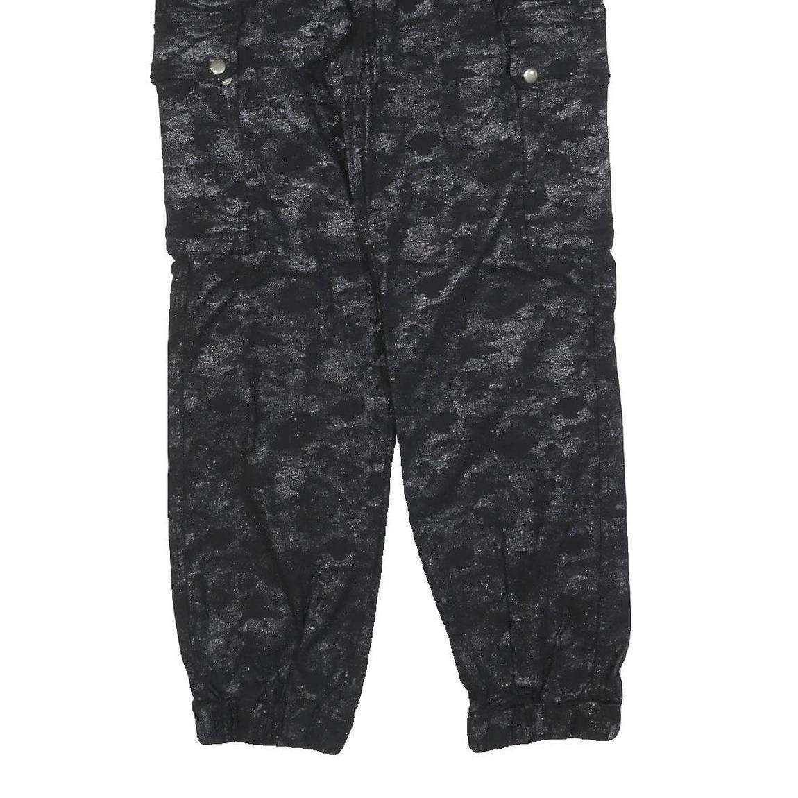 AKIRA Womens Black Cotton Blend Regular Cargo Trousers W30 L27 Belted Cuffed