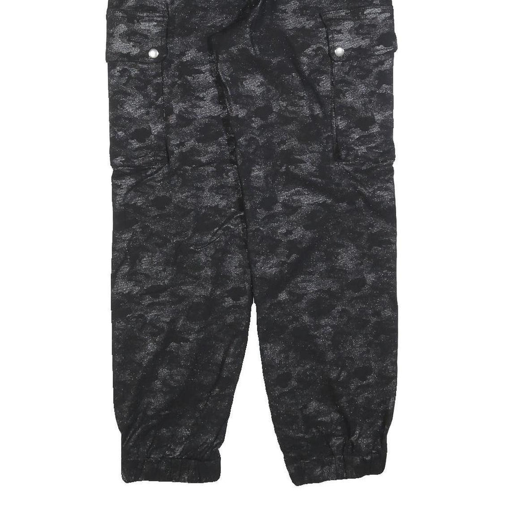 AKIRA Womens Black Cotton Blend Regular Cargo Trousers W30 L27 Belted Cuffed