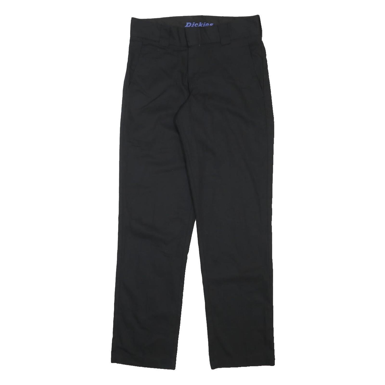 DICKIES Mens Black Slim Tapered Trousers W28 L30 Cotton Blend Workwear Zip