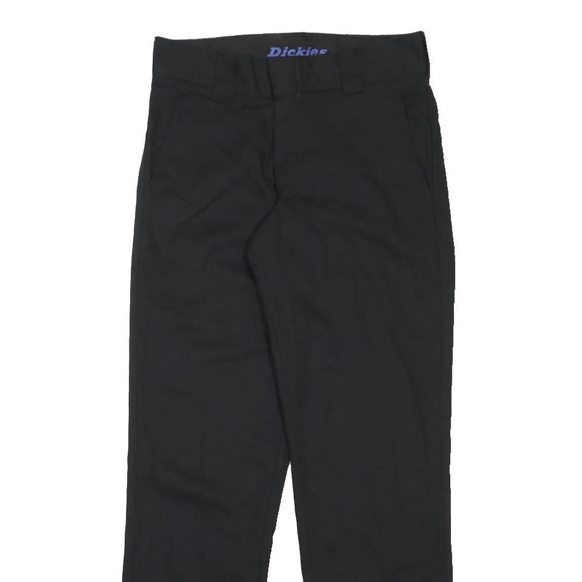 DICKIES Mens Black Slim Tapered Trousers W28 L30 Cotton Blend Workwear Zip