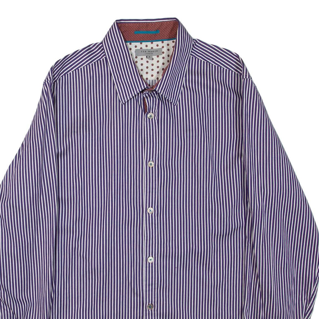 TED BAKER Mens Shirt Purple Striped Long Sleeve L