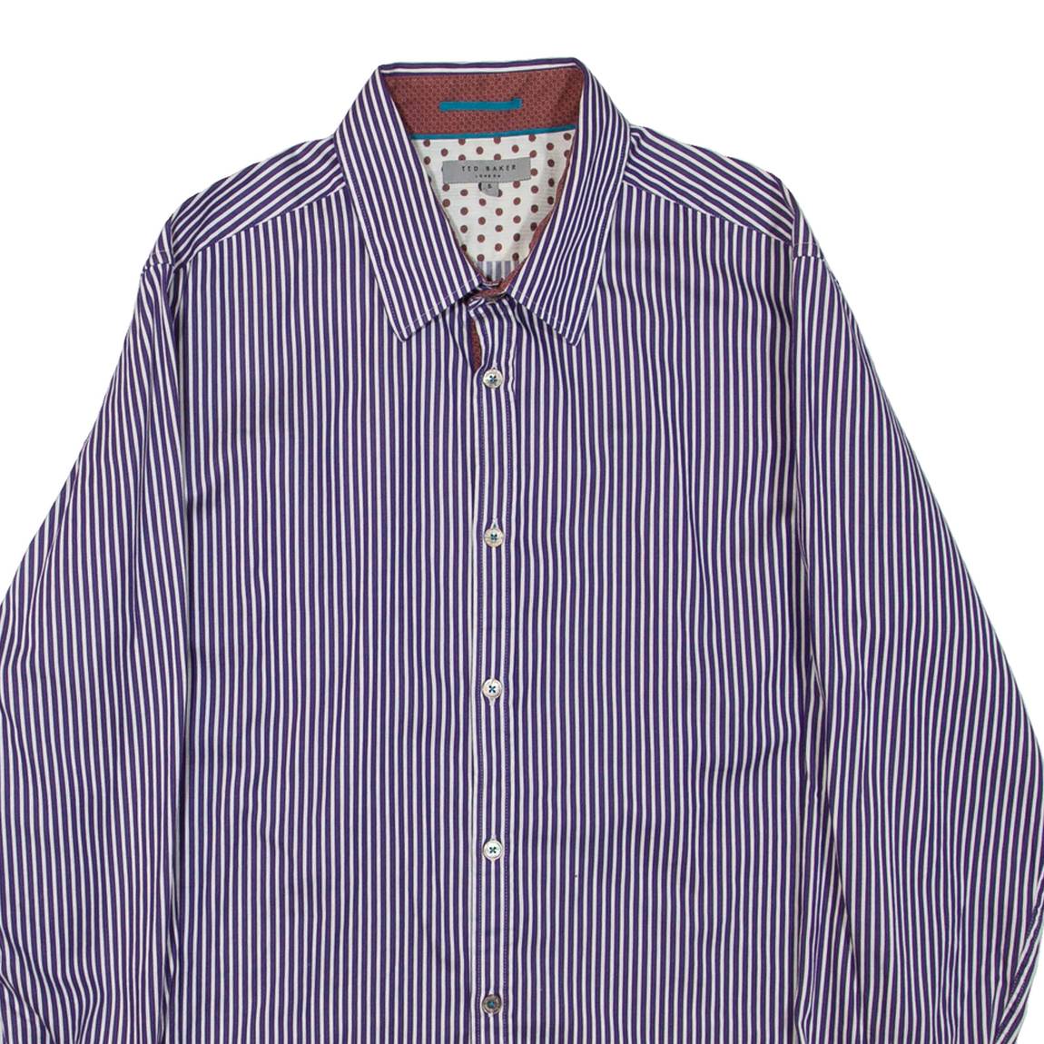 TED BAKER Mens Shirt Purple Striped Long Sleeve L