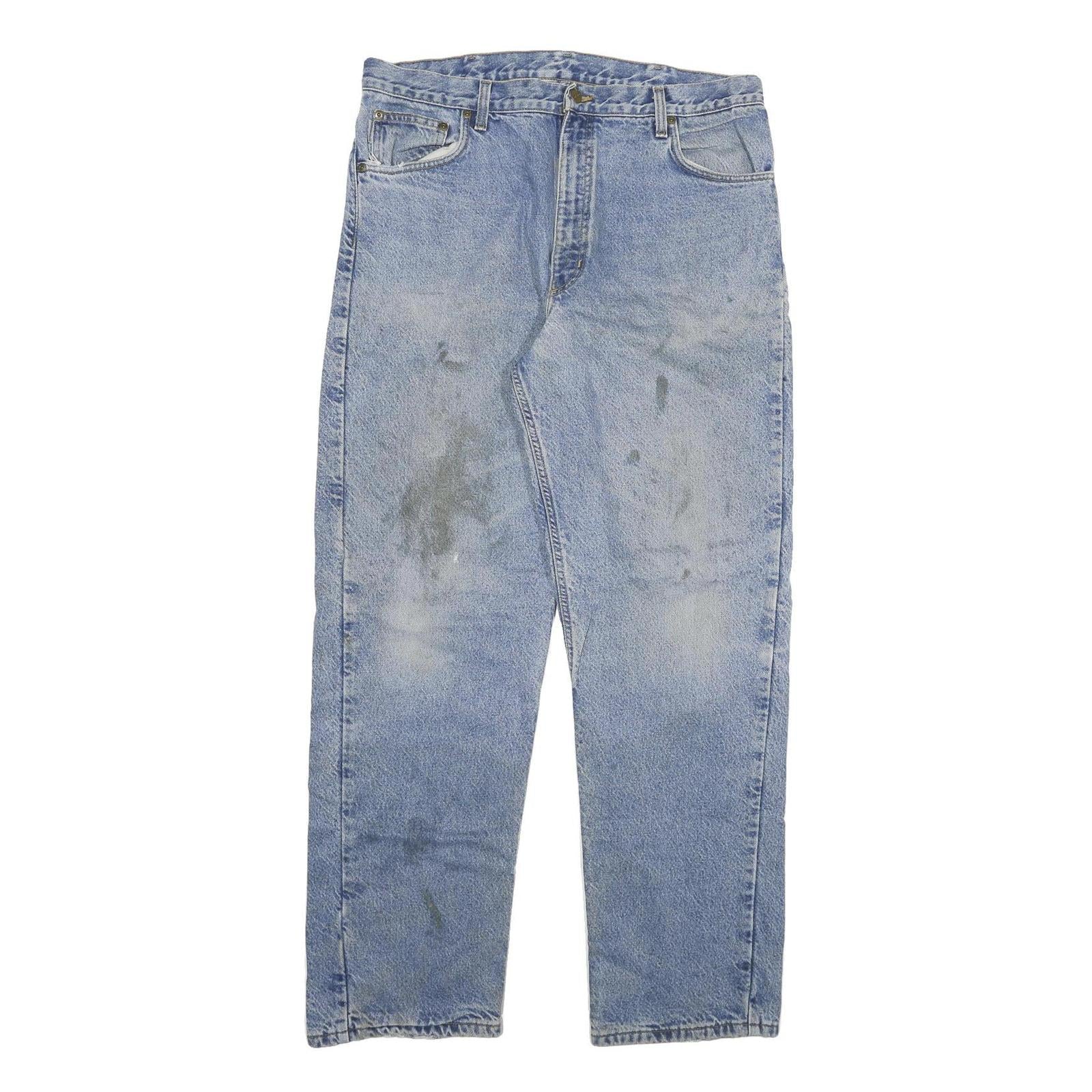 CARHARTT Mens Regular Fit Blue Denim Jeans W36 L32 Zip Closure Casual Workwear