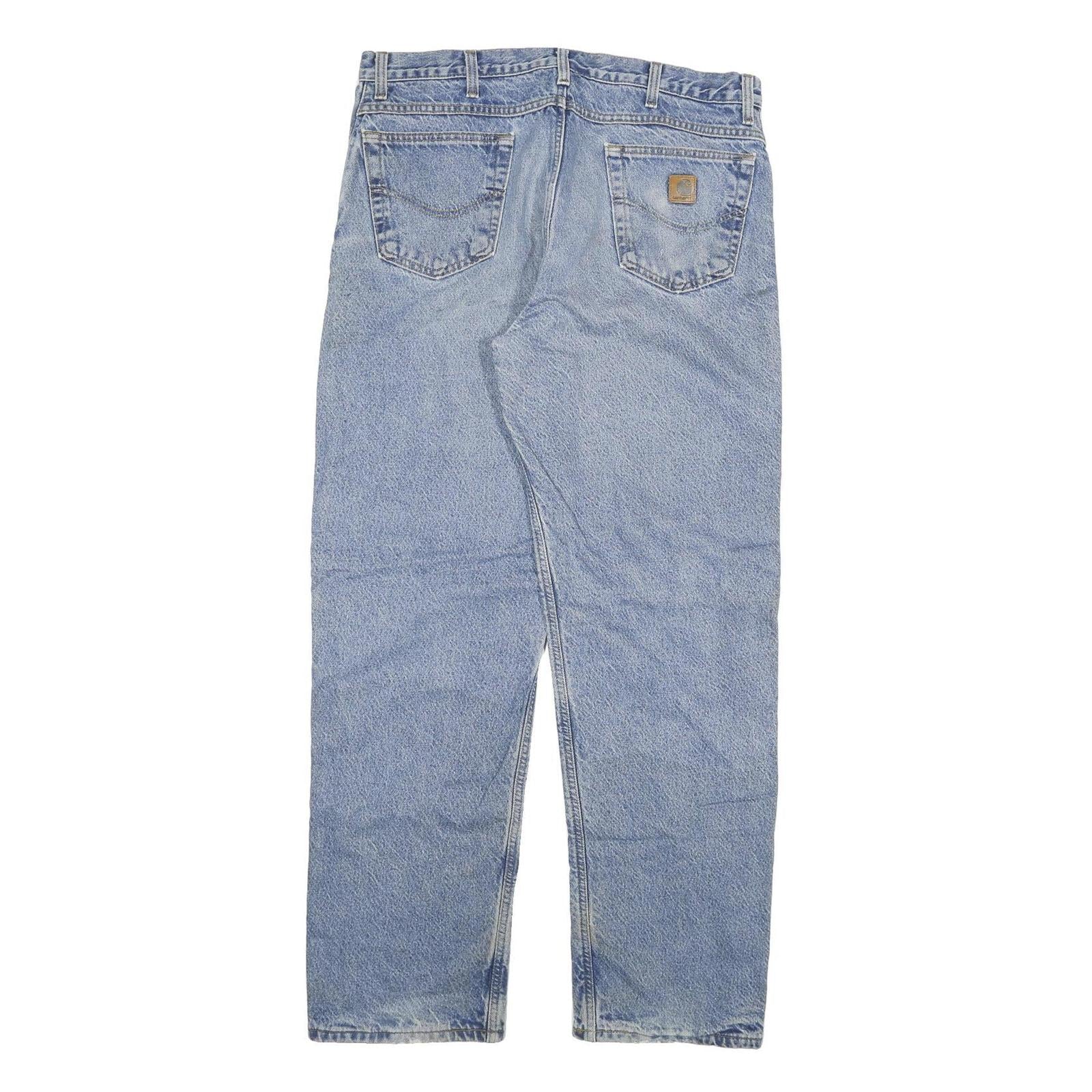 CARHARTT Mens Regular Fit Blue Denim Jeans W36 L32 Zip Closure Casual Workwear