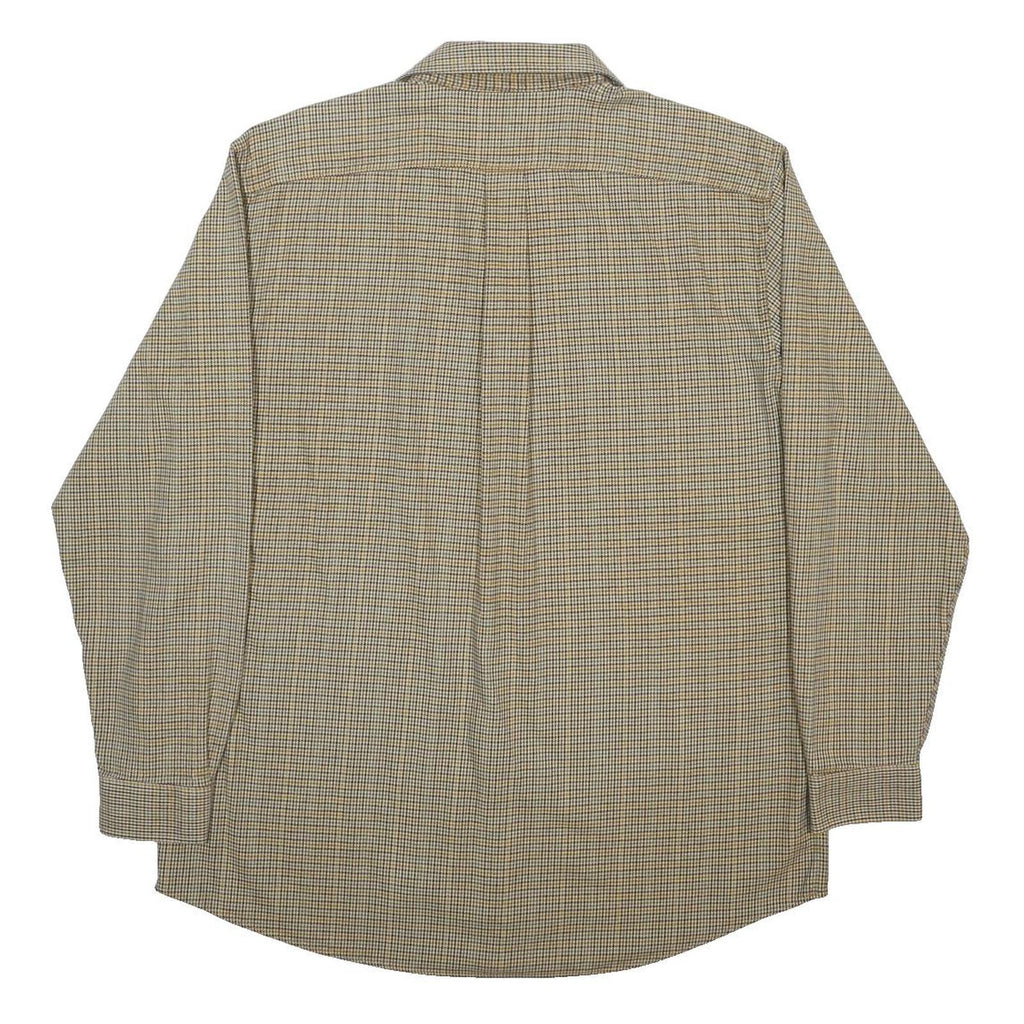 LL BEAN Mens Beige Check Shirt L Casual Long Sleeve Cotton Button