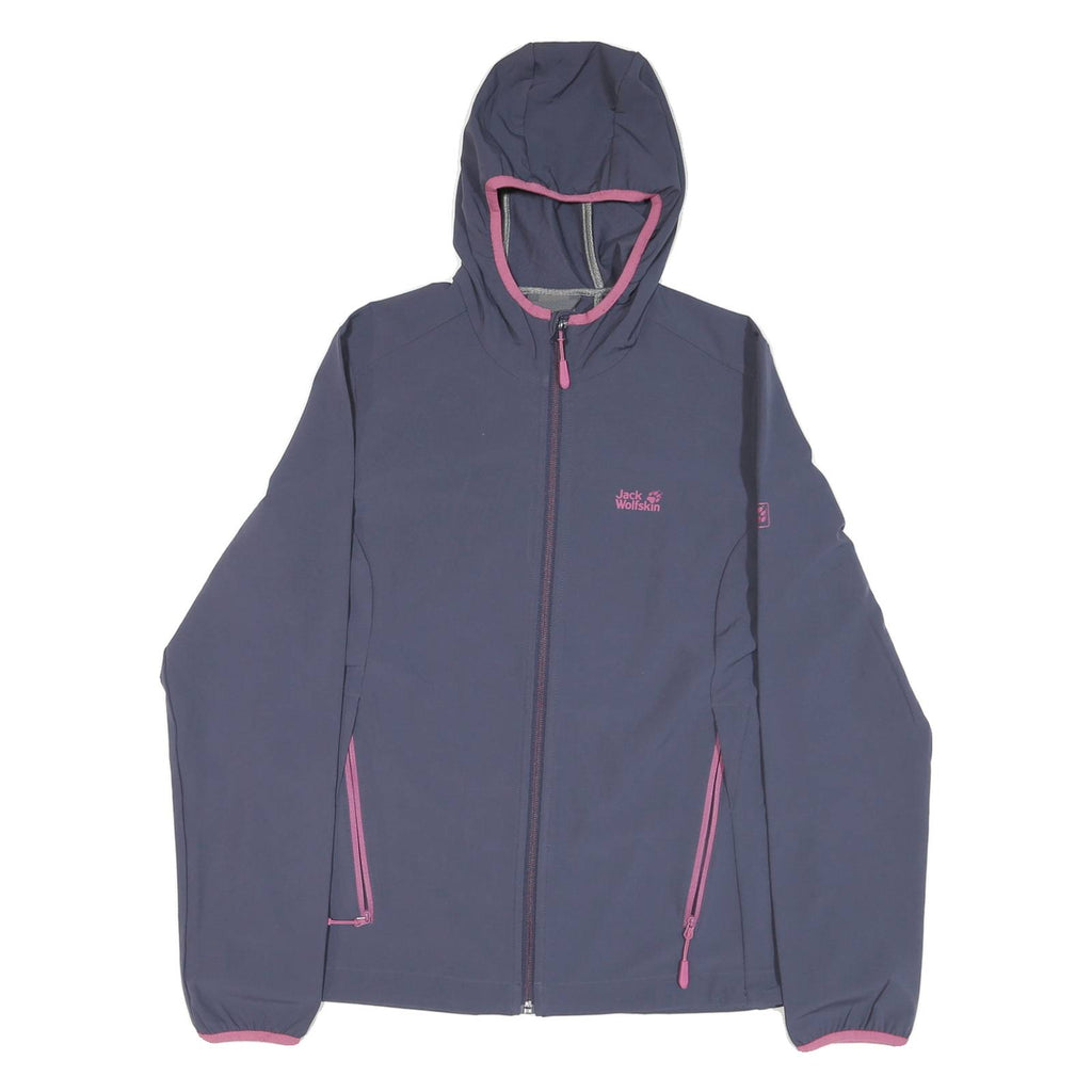 JACK WOLFSKIN Womens Blue & Pink Outdoor Jacket L Polyester Blend Hooded Zip