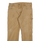DICKIES Mens Regular Fit Beige Cotton Blend Trousers W34 L30 Workwear Zip