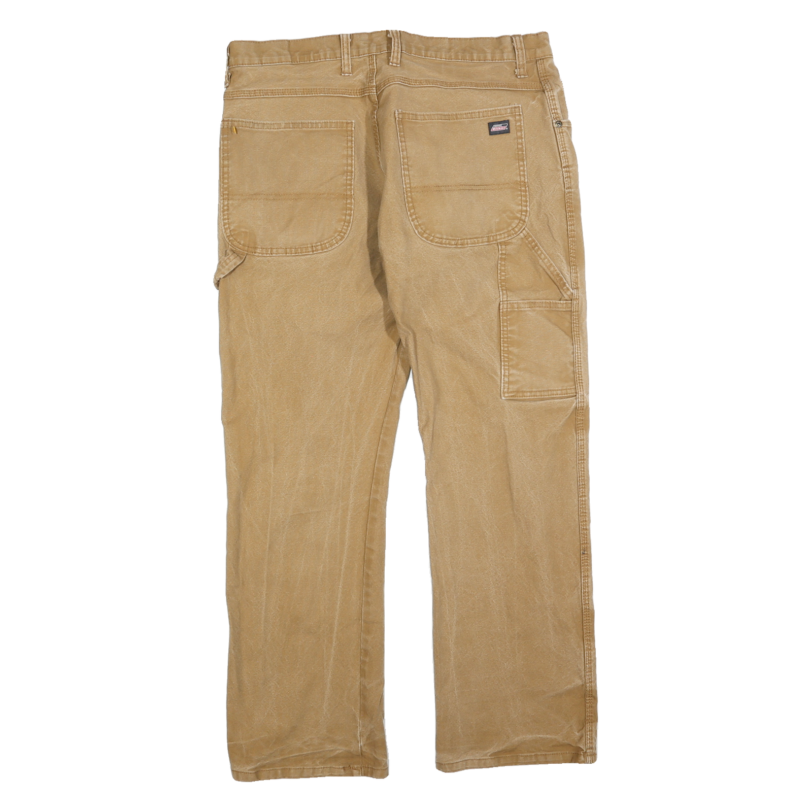DICKIES Mens Regular Fit Beige Cotton Blend Trousers W34 L30 Workwear Zip