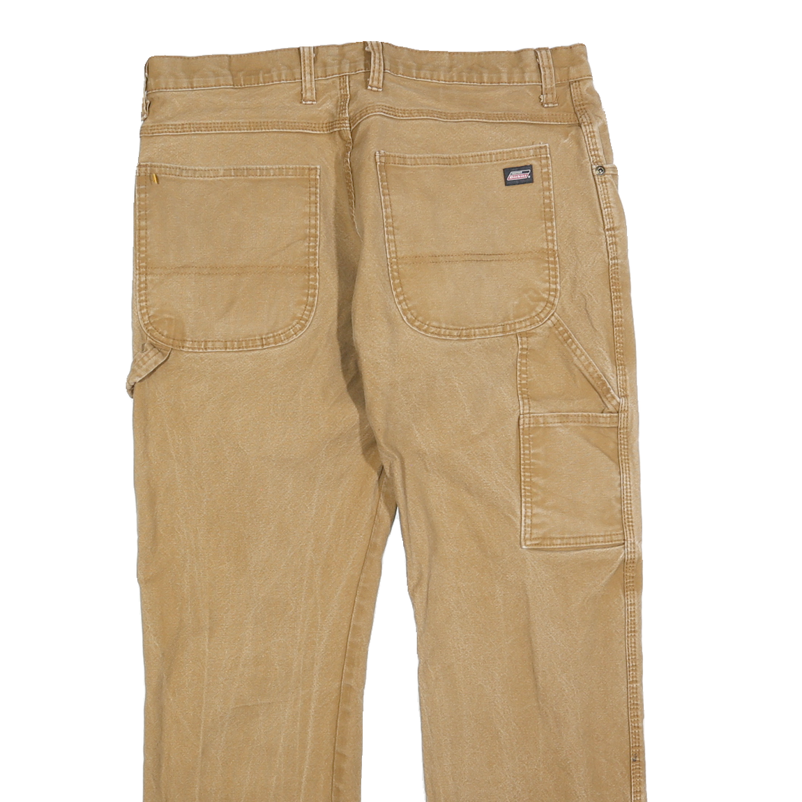 DICKIES Mens Regular Fit Beige Cotton Blend Trousers W34 L30 Workwear Zip