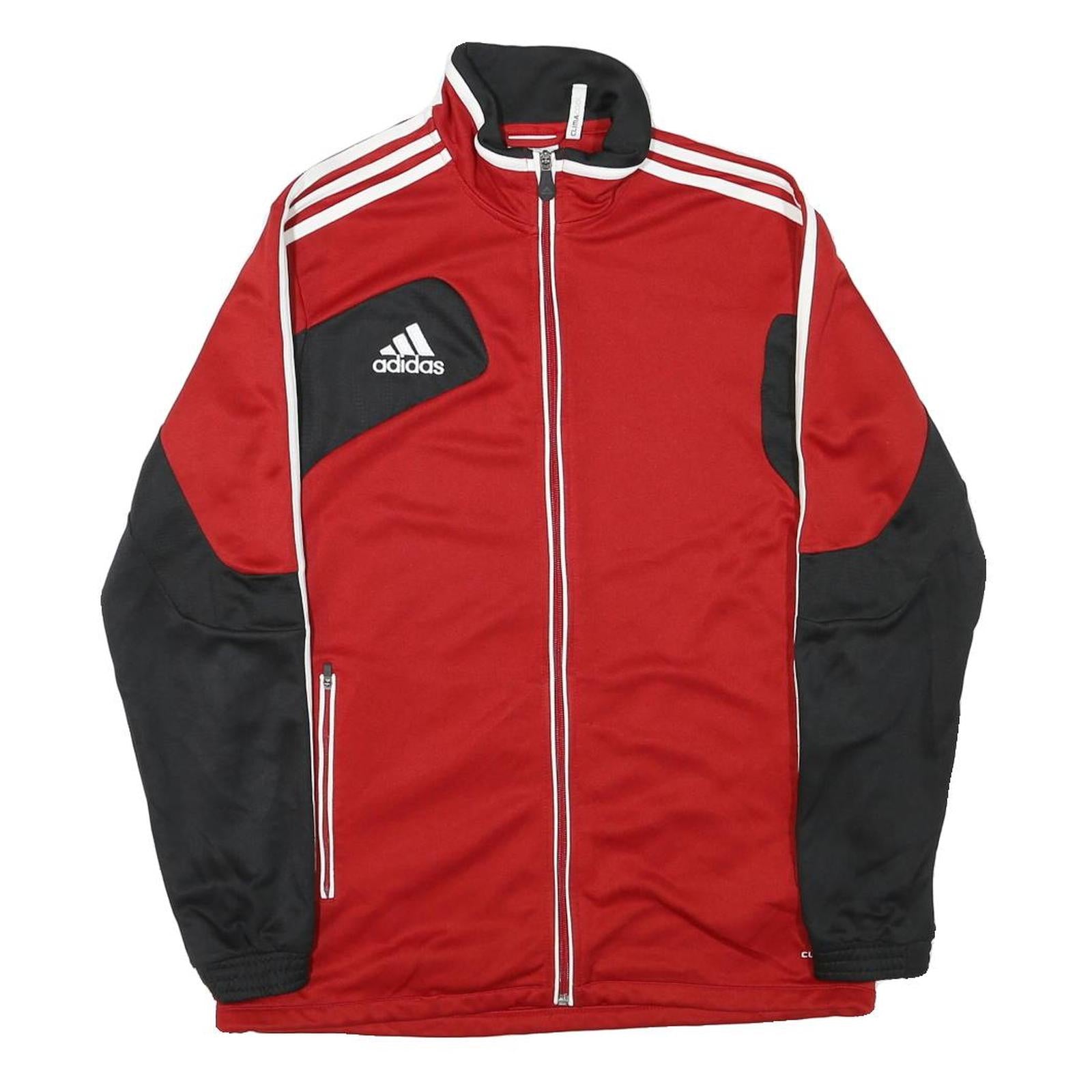 ADIDAS Mens Red & Black Claremont Rugby Track Jacket M Polyester Blend Zip