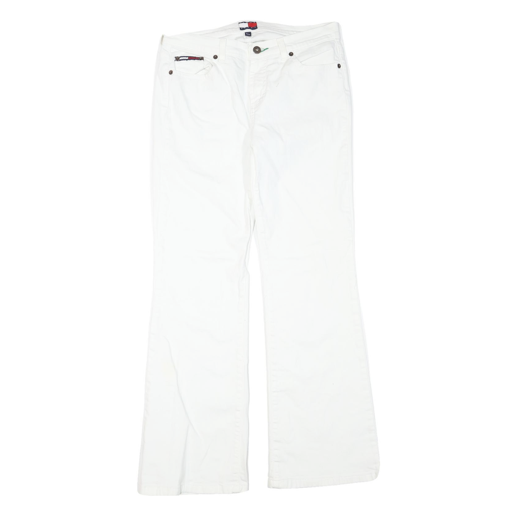TOMMY JEANS Womens White Regular Flared Denim Light W31 L31 Zip Cotton Blend