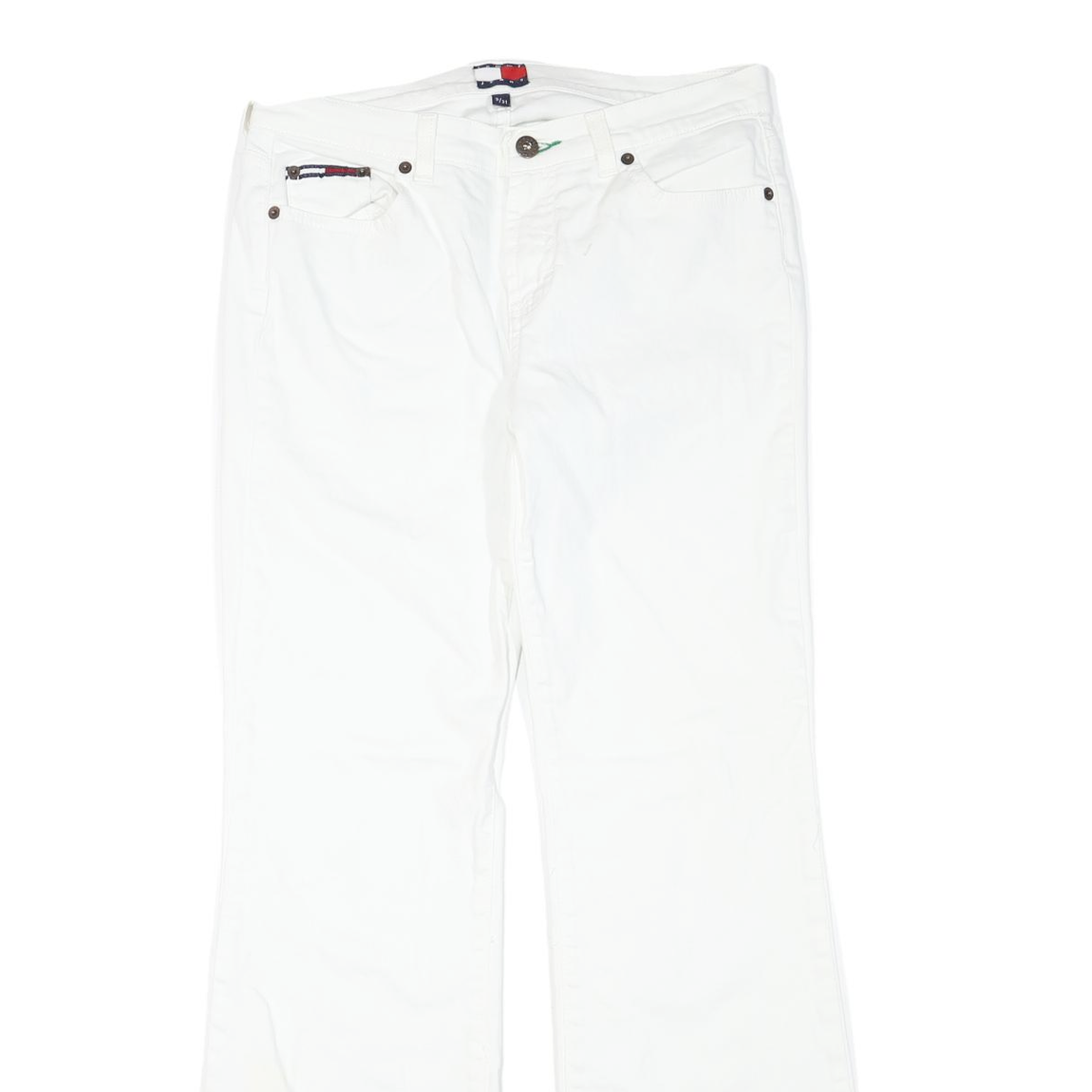 TOMMY JEANS Womens White Regular Flared Denim Light W31 L31 Zip Cotton Blend