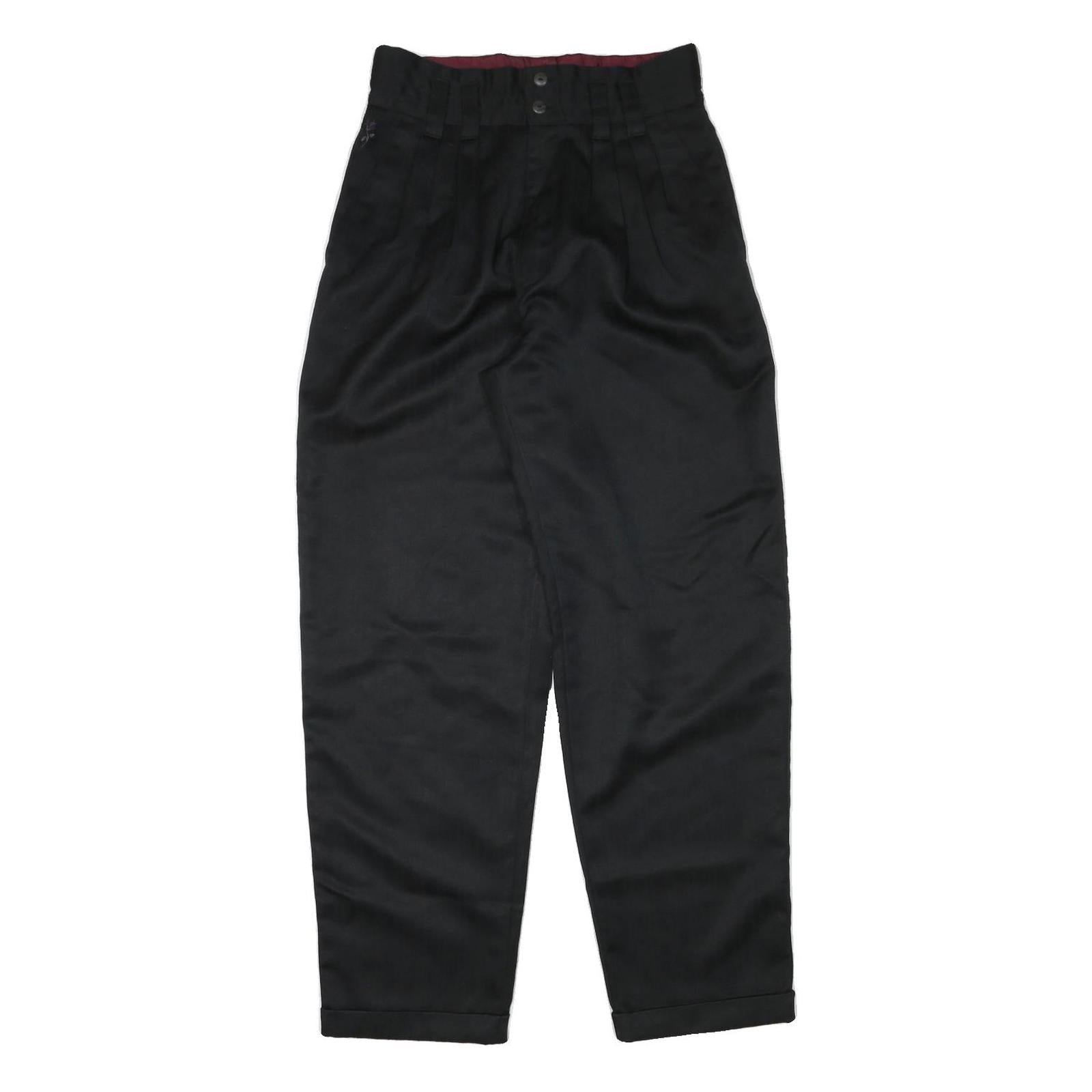 Womens Black Relaxed Fit Trousers W28 L30 Polyester Blend Zip Closure